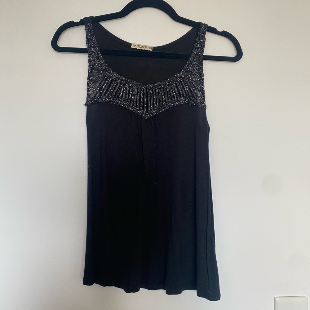 Forever 21 black metallic dressy tank size small